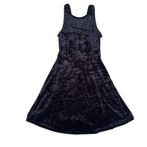 H&M Crushed Velvet Mini Dress Womens 6 Black Goth Grunge Punk